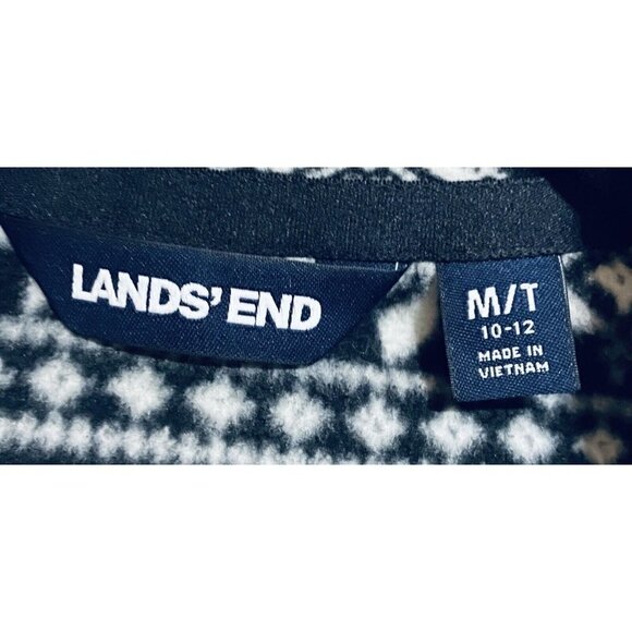 Lands End Jacket Womens Medium Tall Fair Isle Pullover 1/4 Zip Fleece Snowflake - Picture 4 of 6